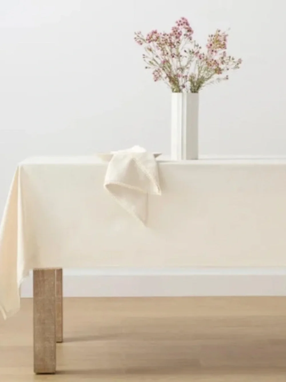 Lenox French Perle Solid Tablecloth Natural - 60 W X 102 L